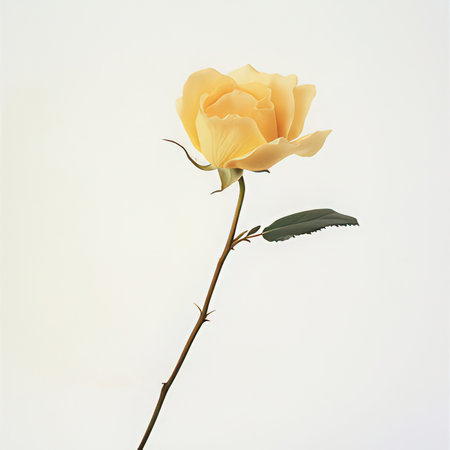 Yellow rose isolated on white background. Vintage style toned picture.の素材