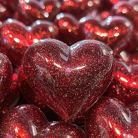 Red hearts in the form of a heart. Valentine's Day backgroundの素材