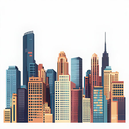 Cityscape. Skyscrapers and buildings. Vector illustration.の素材