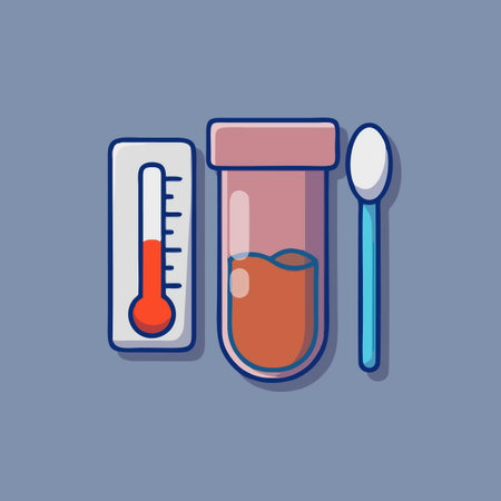 Medical thermometer and test tube. Vector illustration in flat style.のイラスト素材