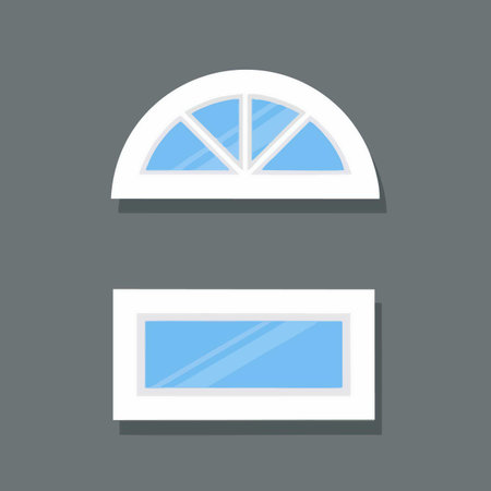 Vector illustration of window in flat style. Isolated on gray background.のイラスト素材