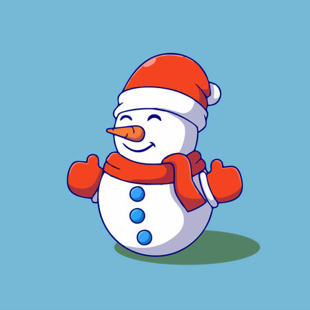 snowman on blue background. merry christmas. vector illustrationのイラスト素材