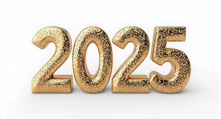 Happy New Year 2015. 3D illustration. Golden numbers on white background.の素材