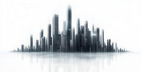 Cityscape on white background. 3D render. Business concept.の素材