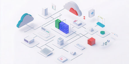 Cloud computing isometric concept. 3d vector isometric illustration.の素材