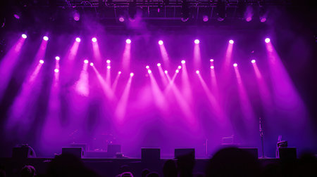 Stage lights and crowd of people at a music festival. Concert backgroundの素材