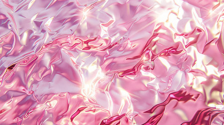 Pink crumpled foil as a background. Close-up.の素材