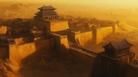 The Great Wall of China in the morning, Beijing, China.の素材