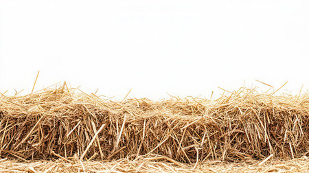 Straw bales on white background with copy space for text.の素材