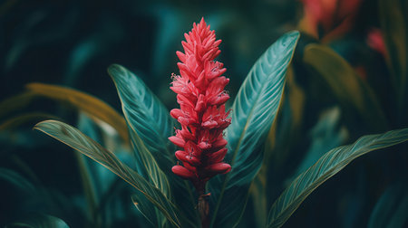 Red flower in the garden, vintage color tone, soft focus.の素材