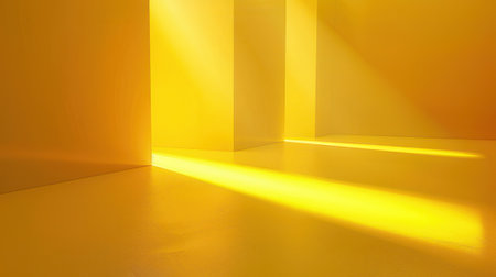 Abstract empty room with yellow light and shadow on the wall. 3d renderの素材