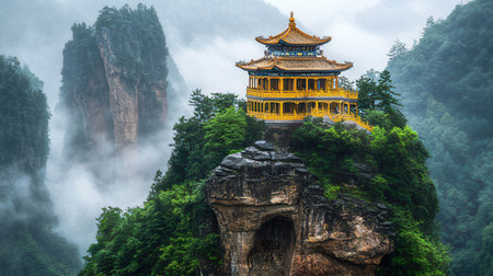 Pavilion at the top of the mountain in Zhangjiajie, China