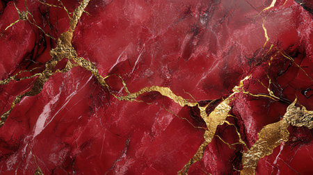 Luxury red marble texture with gold pattern. Abstract background and texture for design.の素材