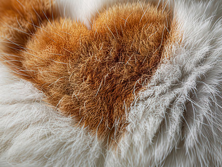 close up of red fox fur texture, animal skin background, macroの素材