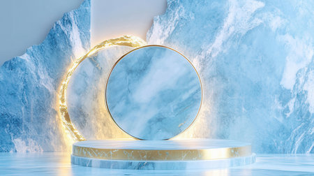 3d render, abstract minimal scene with geometric forms, podium for product presentation, luxury background designの素材