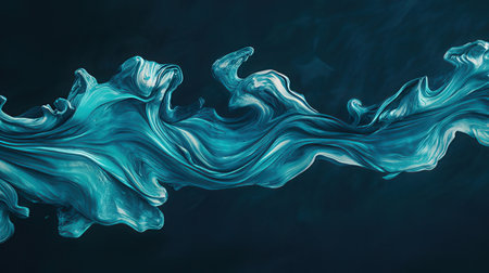 Abstract blue paint on black background. 3d rendering, 3d illustration.の素材