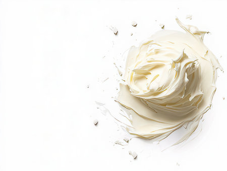 close up of a whipped cream on white background with copy space for textの素材