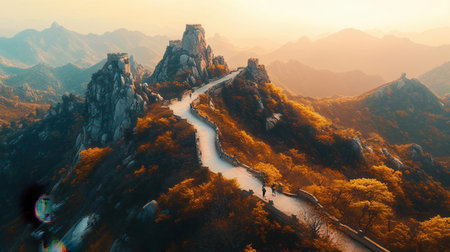 Mount Huangshan at sunset in China. 3D rendering.の素材