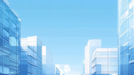 Abstract modern architecture background with glass skyscrapers. 3d renderingの素材