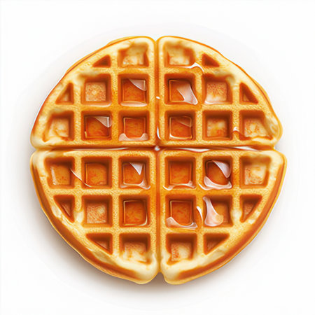 Belgian waffle isolated on a white background. Top view.の素材