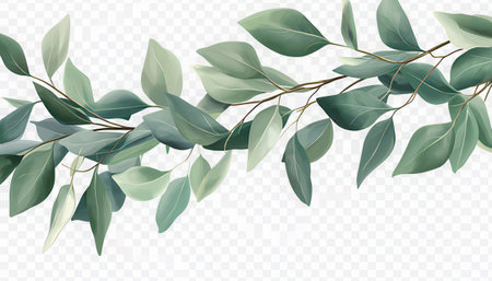Eucalyptus branches with green leaves. Vector illustration.の素材