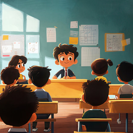 Group of kids studying in classroom. Education concept. 3D Renderingの素材