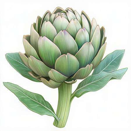 Artichoke flower isolated on white background. Realistic vector illustration.の素材