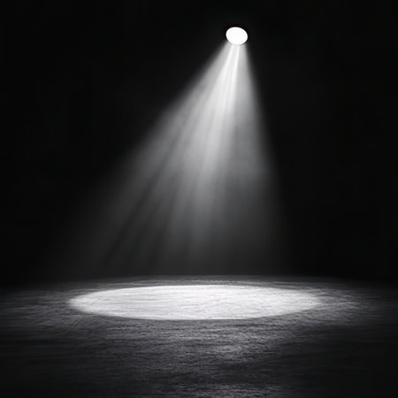 Spotlight in the dark room, 3d render, square imageの素材