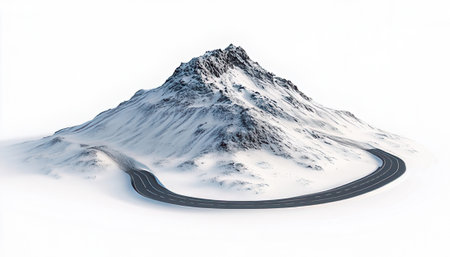 Mountain road isolated on white background. 3d render illustration.の素材