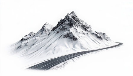 Snowy mountain peak on a white background. 3D Renderingの素材
