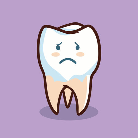 Tooth with toothache, vector illustration in flat design style.のイラスト素材