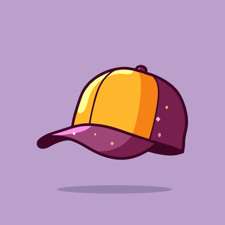Baseball cap isolated on purple background. Vector illustration in cartoon style.のイラスト素材