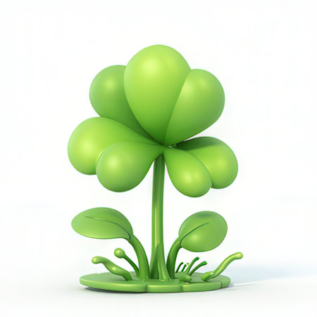 Green clover on a white background. 3d render. 3dの素材