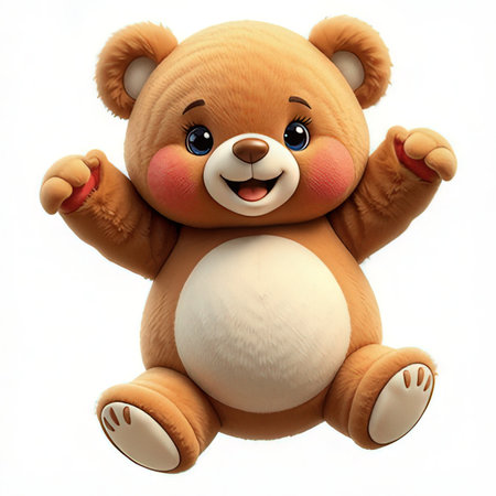 3d rendered illustration of a cute teddy bear isolated on white backgroundの素材