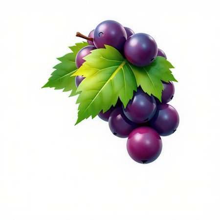 Grapes with leaves isolated on white background, clipping path includedの素材