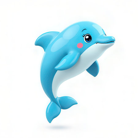 Cartoon character of dolphin on a white background. 3d illustrationの素材