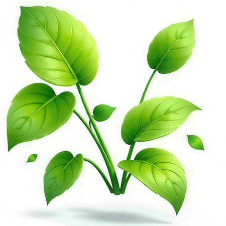 Basil leaves isolated on white background. Realistic vector illustration.の素材