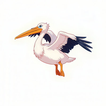 Illustration of a pelican on a white background. Vector illustrationの素材