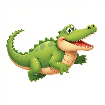 Cute crocodile cartoon on a white background. Vector illustration.の素材