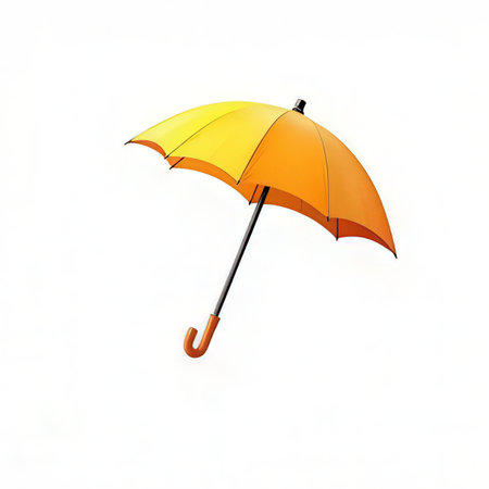 Orange umbrella isolated on white background. 3D illustration. Top view.の素材