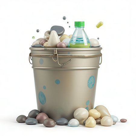 bucket full of 3d render on white background no shadowの素材