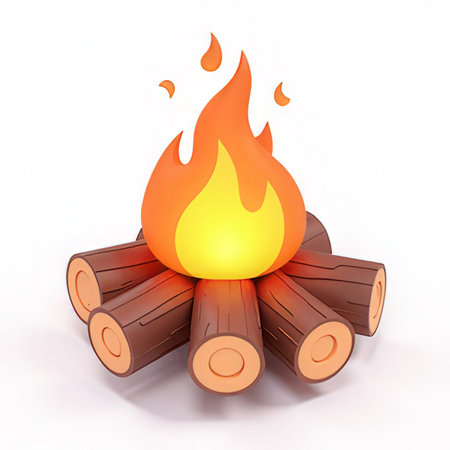 Bonfire isolated on a white background. 3d render image.の素材
