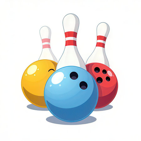 Bowling ball and pins isolated on white background. Vector illustration.の素材