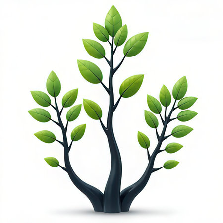 Tree with green leaves isolated on white background. Vector Illustration.の素材