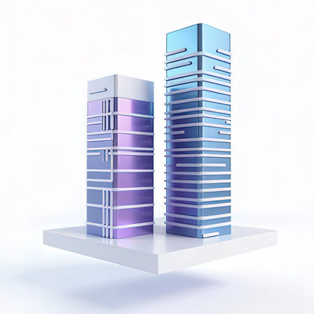 3d render of modern skyscrapers on a white background.の素材