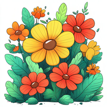 Flower bouquet. Colorful vector illustration for your design.の素材