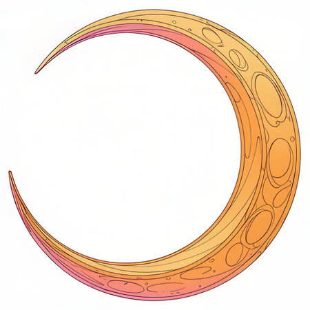 Illustration of a crescent moon isolated on a white background.の素材