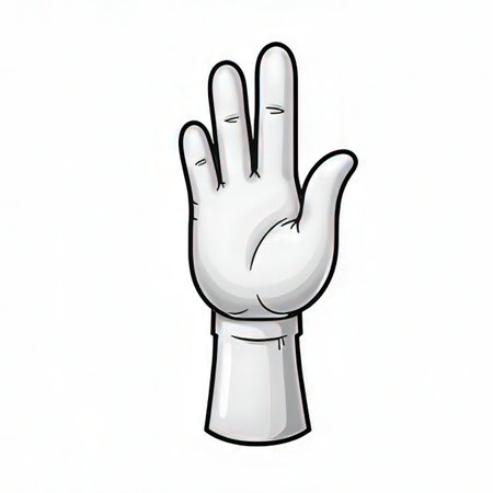 White hand showing three fingers on a white background. Vector illustration.の素材