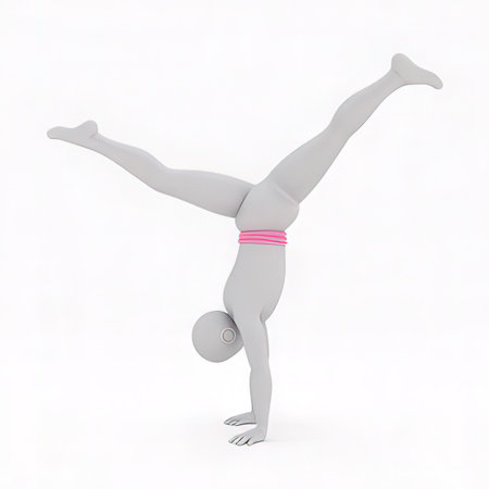 3d render of man doing acrobatic exercise on white backgroundの素材