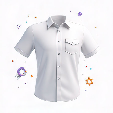 Men's shirt on a white background with confetti. Vector illustration.の素材